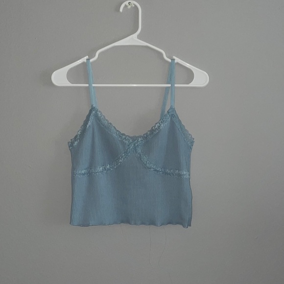 Cotton On Tops - light blue lace trim cami